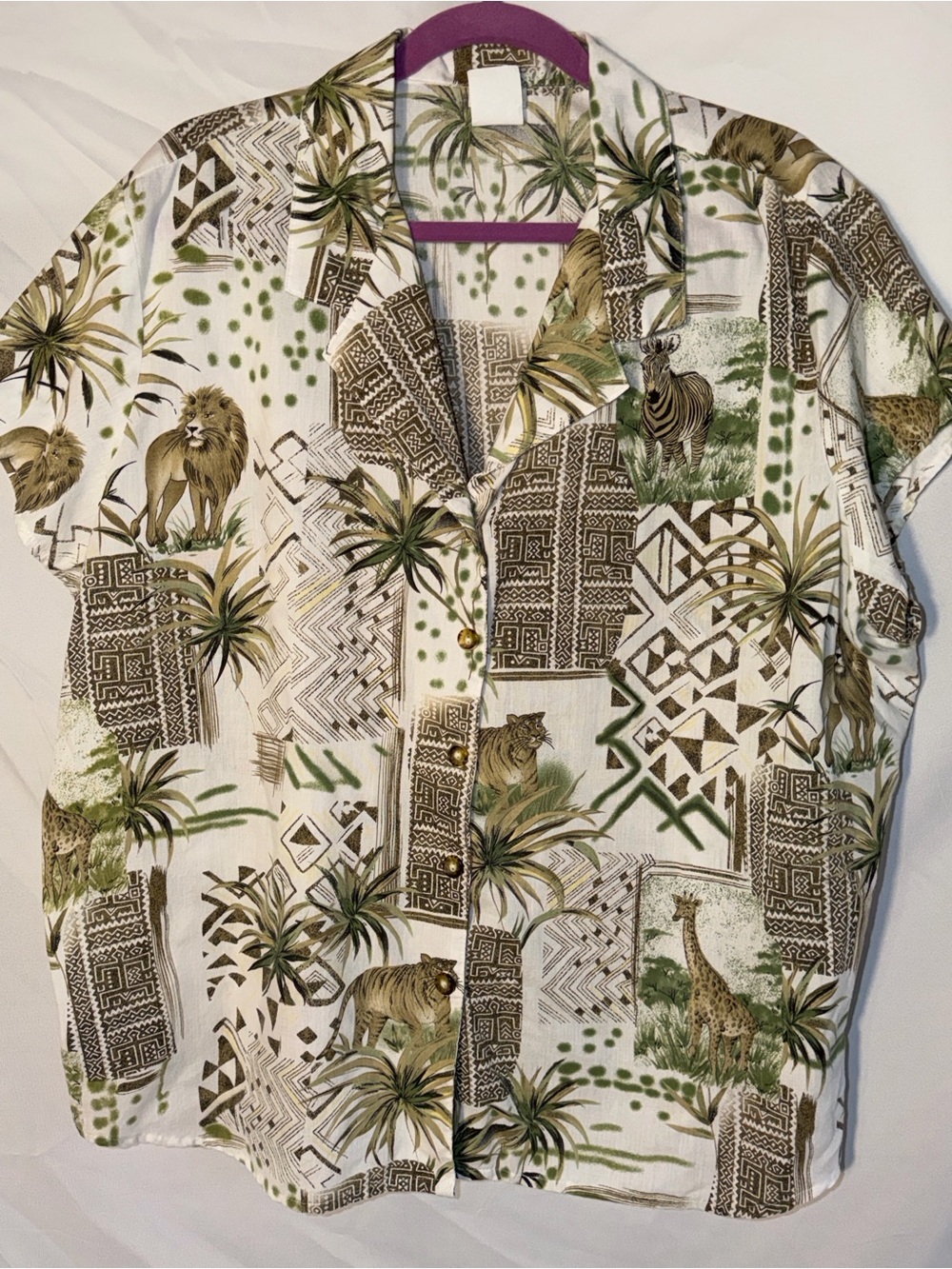 Vintage Tapestry "African Safari" short-sleeve button-up